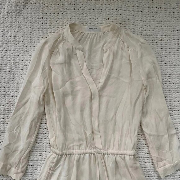 Aritzia Babaton Cream Silk Bennet Long Sleeve Mini Dress - Size XXS - Picture 3 of 6